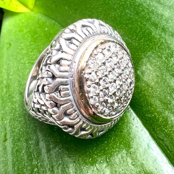 NATURAL DIAMOND & 925 STERLING SILVER UNISEX STATMENT RING JEWELRY